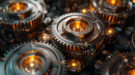 iron gears close up. Generative AIの素材