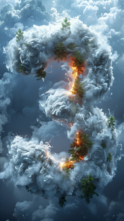 number 3 made of smoke on a plain background. Generative AIの素材