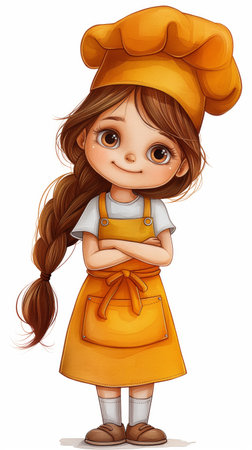 3d character girl cook on a white background. Generative AIの素材