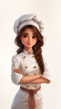 3d character girl cook on a white background. Generative AIの素材