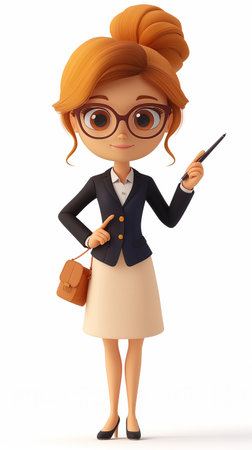3d character business girl office style on a white background. Generative AIの素材
