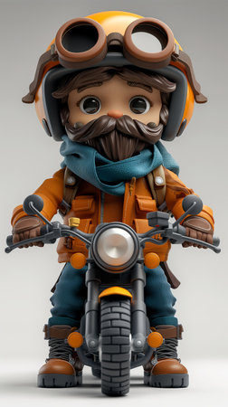 3D character male motorcyclist on a white background. Generative AIの素材