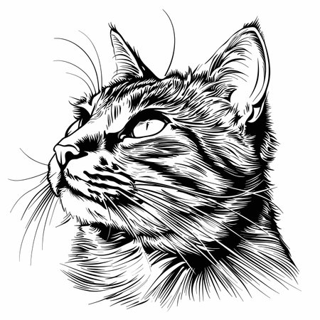 vector cat black lines sketch .Generative AIのイラスト素材