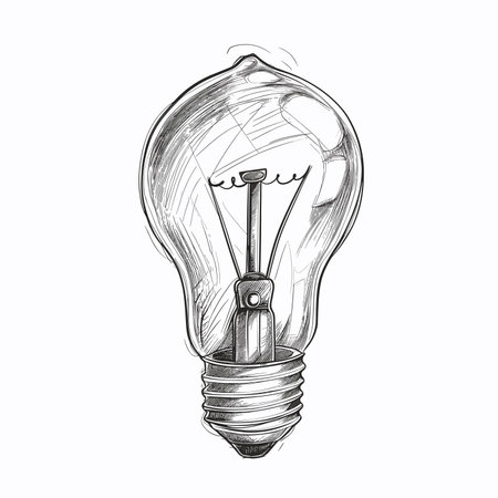 vector light bulb black lines sketch .Generative AIのイラスト素材