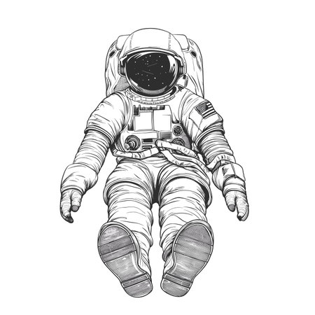 vector astronaut black lines sketch .Generative AIのイラスト素材