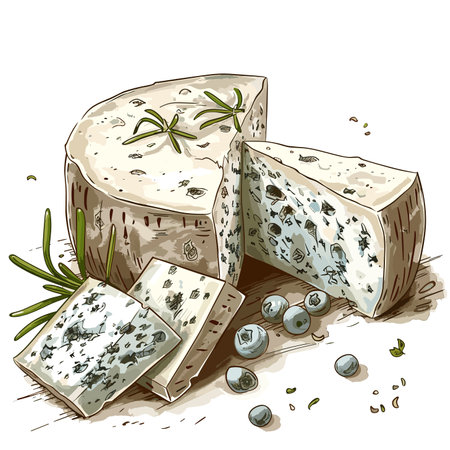 vector blue cheese on white background .Generative AIのイラスト素材