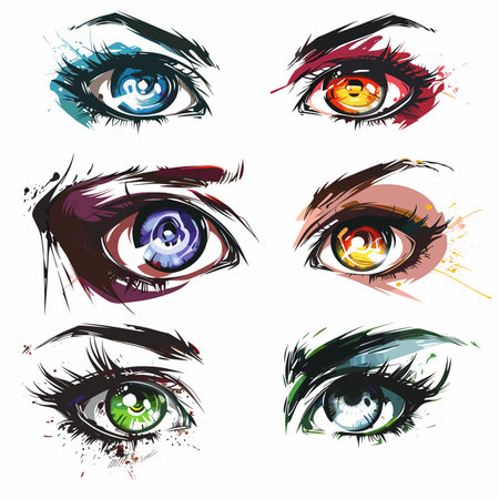 vector set of character eyes on white background .Generative AIのイラスト素材
