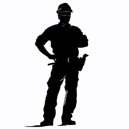 vector silhouette of a builder on a white background .Generative AIのイラスト素材