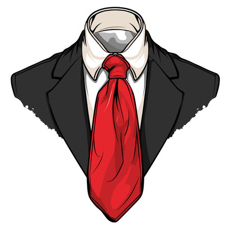 Men's tuxedo with a red tie. Vector illustration.のイラスト素材