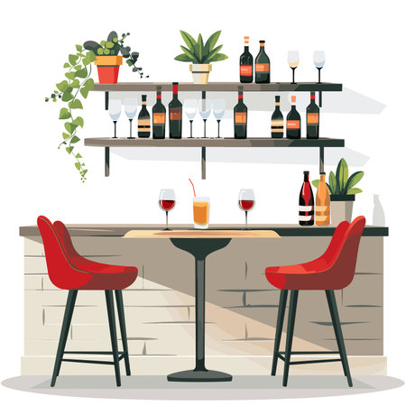 vector restaurant flat style on white background .Generative AIのイラスト素材