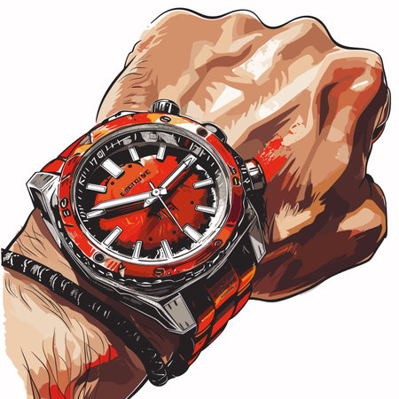 vector hand with a clock white background .Generative AIのイラスト素材