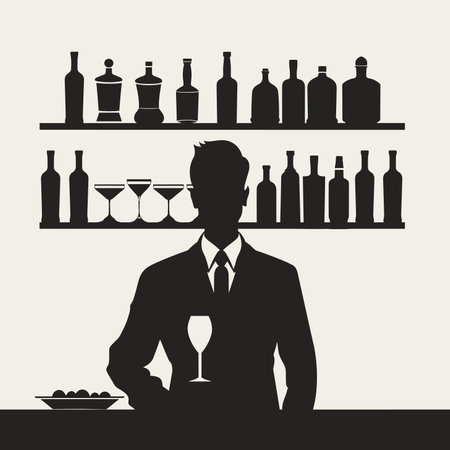 silhouette of a bartender on a white background. Generative AIのイラスト素材