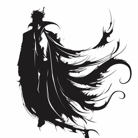 silhouette of a vampire on a white background. Generative AIのイラスト素材