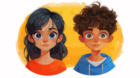 set of cartoon characters faces on a white background. Generative AIのイラスト素材