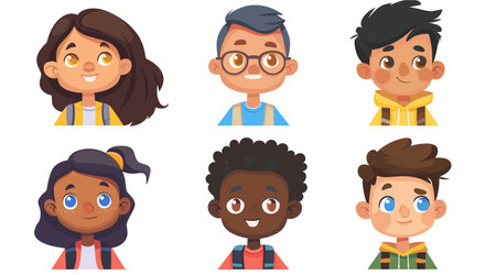 set of cartoon characters faces on a white background. Generative AIのイラスト素材