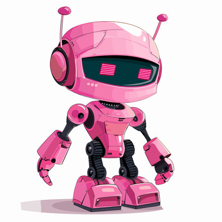 vector pink robot on a white background. Generative AIのイラスト素材