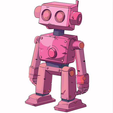 vector pink robot on a white background. Generative AIのイラスト素材