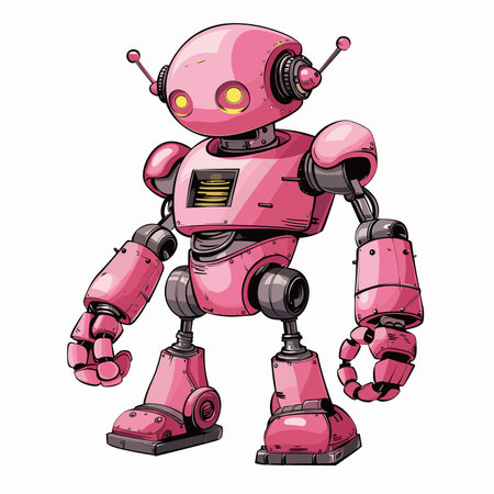vector pink robot on a white background. Generative AIのイラスト素材