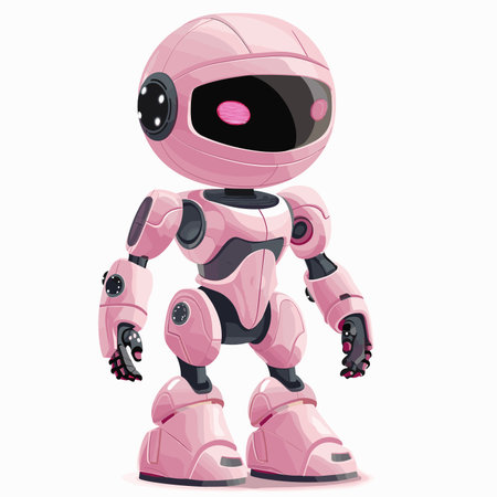 vector pink robot on a white background. Generative AIのイラスト素材