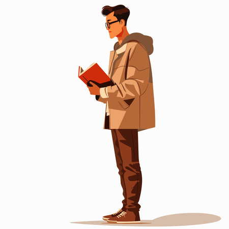 vector man reading a book on a white background. Generative AIのイラスト素材