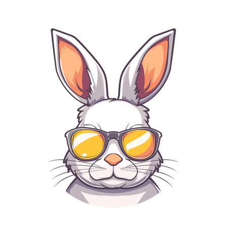 vector drawing of a rabbit wearing sunglasses on a white background. Generative AIのイラスト素材