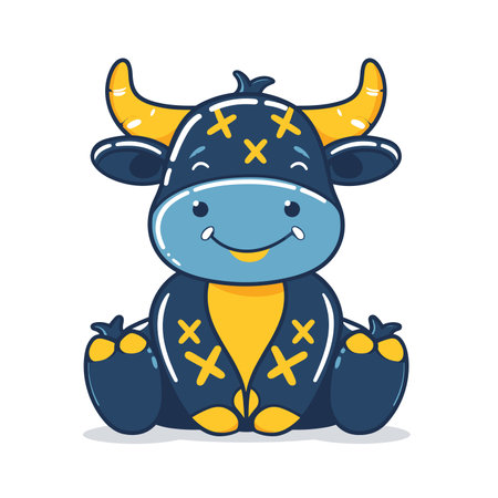 vector stylized cow sitting minimalism on a white background. Generative AIのイラスト素材