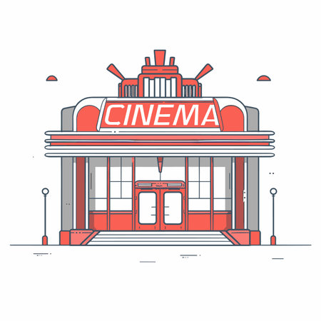 vector cinema building flat style minimalism on a white background. Generative AIのイラスト素材