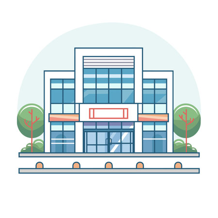 vector shopping center building flat style minimalism on a white background. Generative AIのイラスト素材