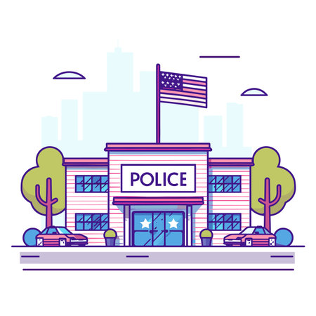 vector police building flat style minimalism on a white background. Generative AIのイラスト素材