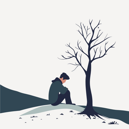 vector loneliness flat style minimalism on a white background. Generative AIのイラスト素材
