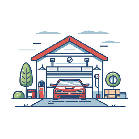 vector garage flat style minimalism on a white background. Generative AIのイラスト素材
