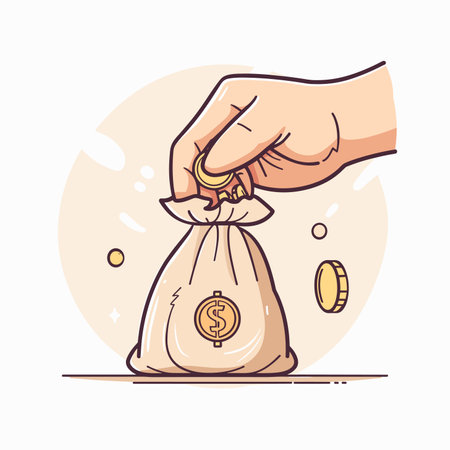 vector hand with money bag flat style .Generative AIのイラスト素材