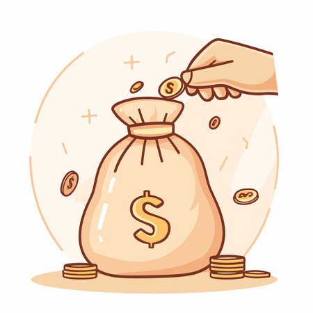 vector hand with money bag flat style .Generative AIのイラスト素材