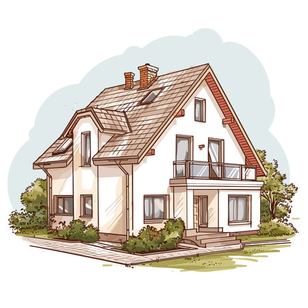 vector drawing of a house on a white background .Generative AIのイラスト素材