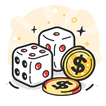 vector two dice and coins on a white background .Generative AIのイラスト素材