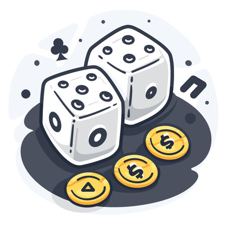 vector two dice and coins on a white background .Generative AIのイラスト素材