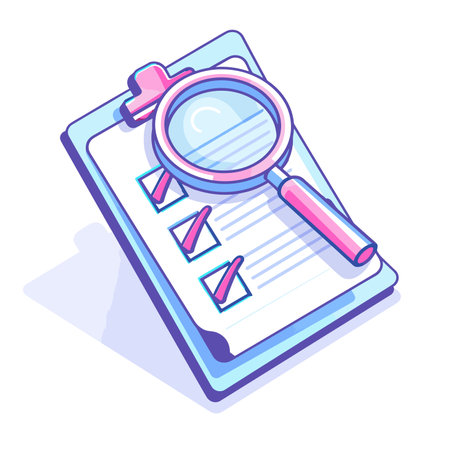 vector task list and magnifying lens on white background .Generative AIのイラスト素材