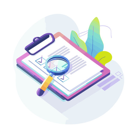 vector task list and magnifying lens on white background .Generative AIのイラスト素材