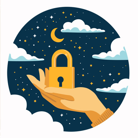 vector hand holding a lock on a white background .Generative AIのイラスト素材