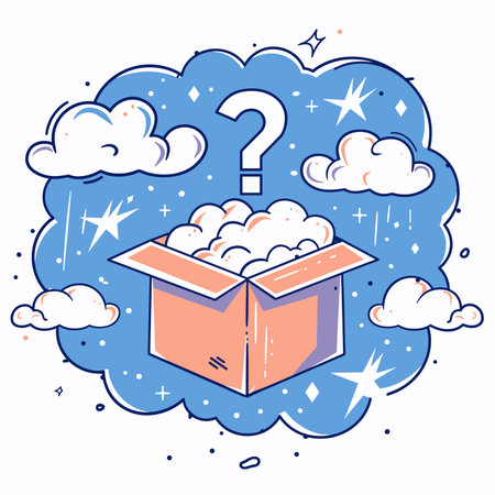vector open box with question mark on white background .Generative AIのイラスト素材