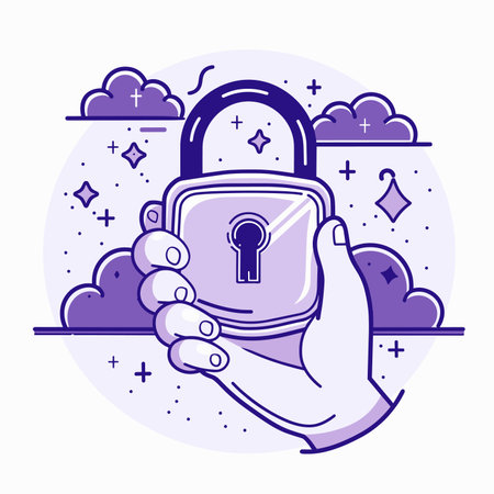 vector hand holding a lock on a white background .Generative AIのイラスト素材