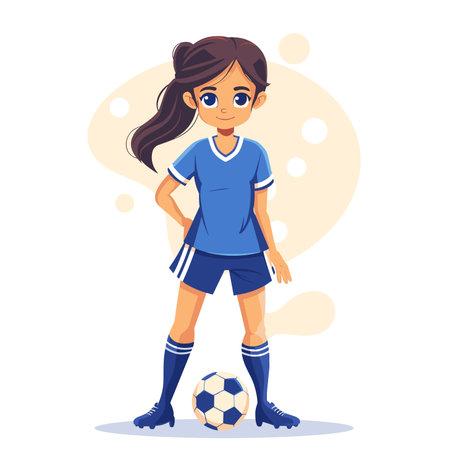 vector character girl soccer player with a ball on a white background .Generative AIのイラスト素材