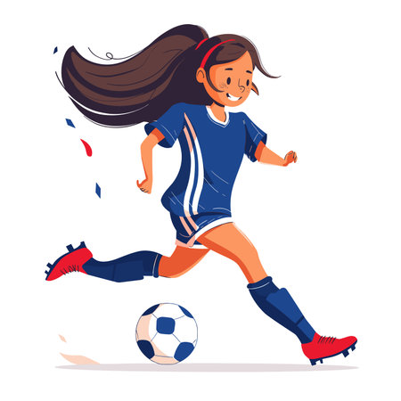 vector character girl soccer player with a ball on a white background .Generative AIのイラスト素材