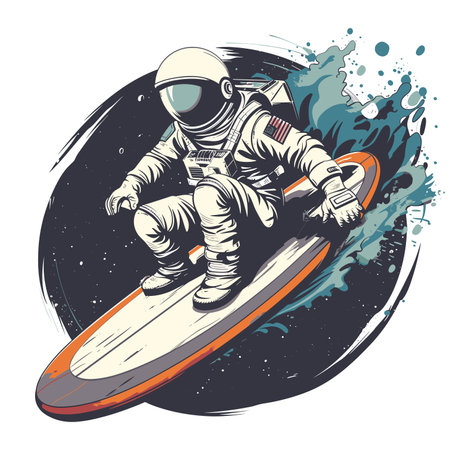 vector astronaut on a paddleboard .Generative AIのイラスト素材