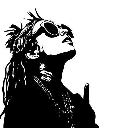 vector silhouette of hippie on white background. Generative AIのイラスト素材