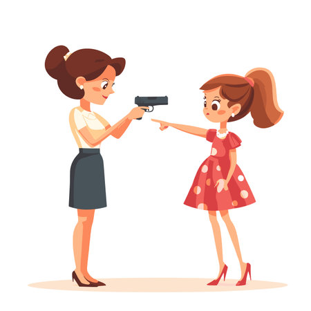 vector mother with daughter gun flat style on white background. Generative AIのイラスト素材