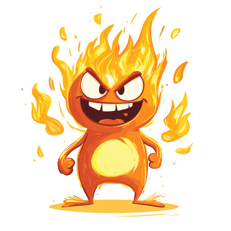 vector character fire on white background .Generative AIのイラスト素材