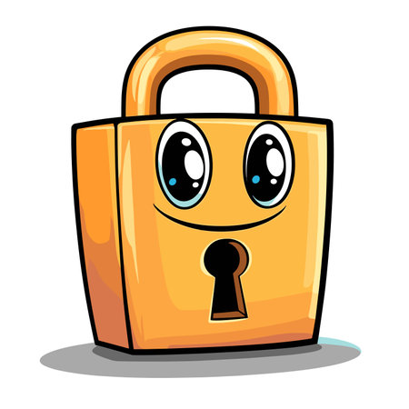 Cartoon padlock isolated on a white background vector illustartionのイラスト素材