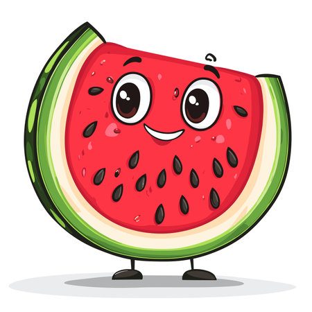 vector character watermelon on white background .Generative AIのイラスト素材