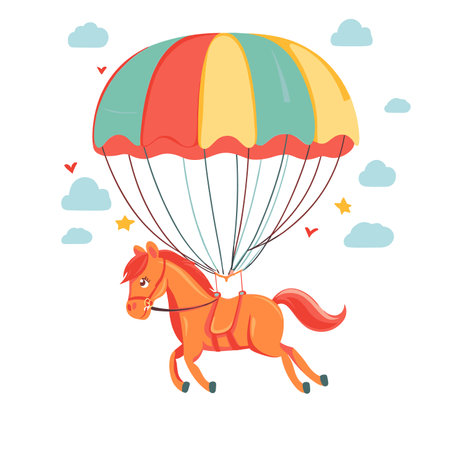 vector horse on parachute on white background .Generative AIのイラスト素材